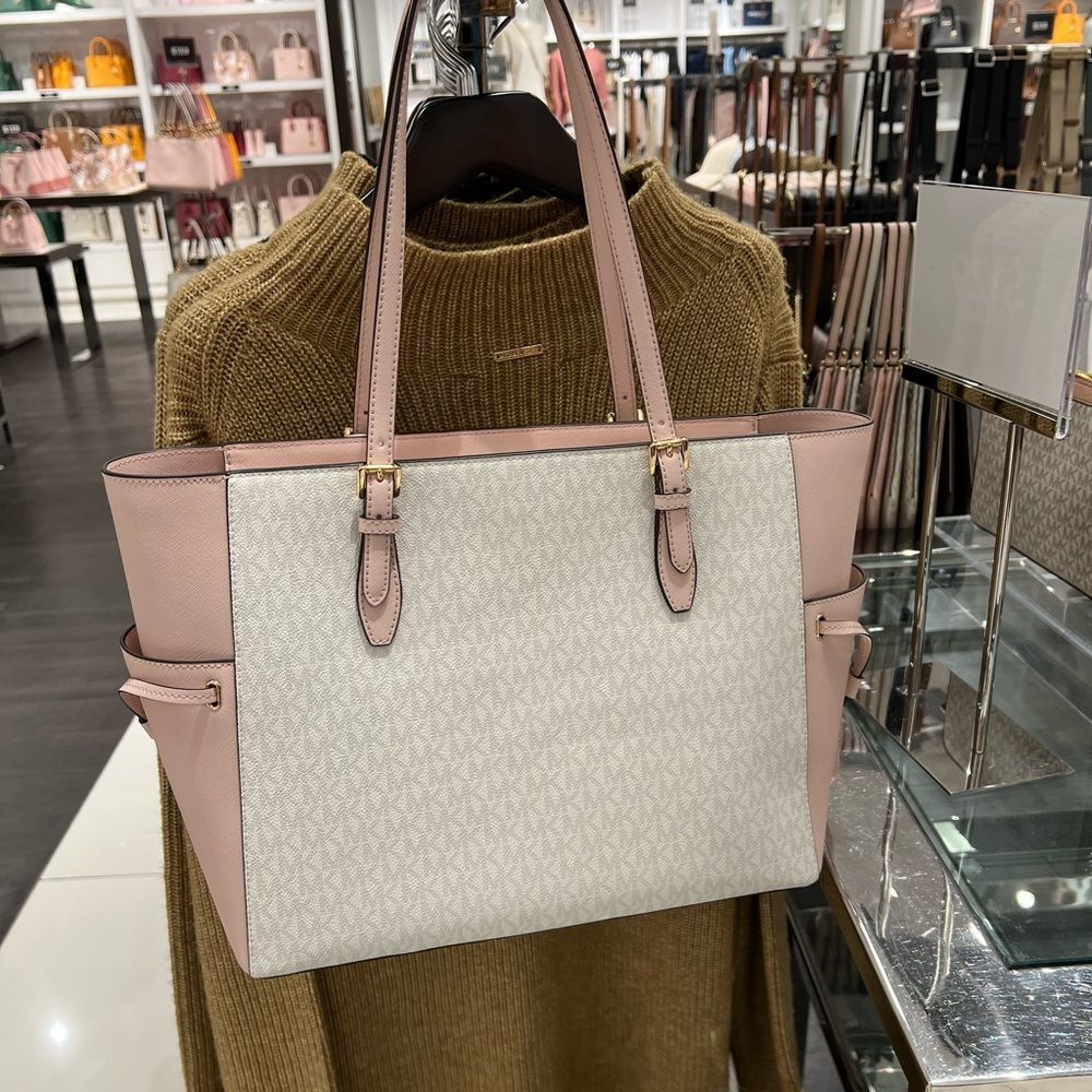 BUNDLE Michael Kors Gilly Large Drawstring Travel Tote Shoulder PwD Blush Wallet - Picture 7 of 16